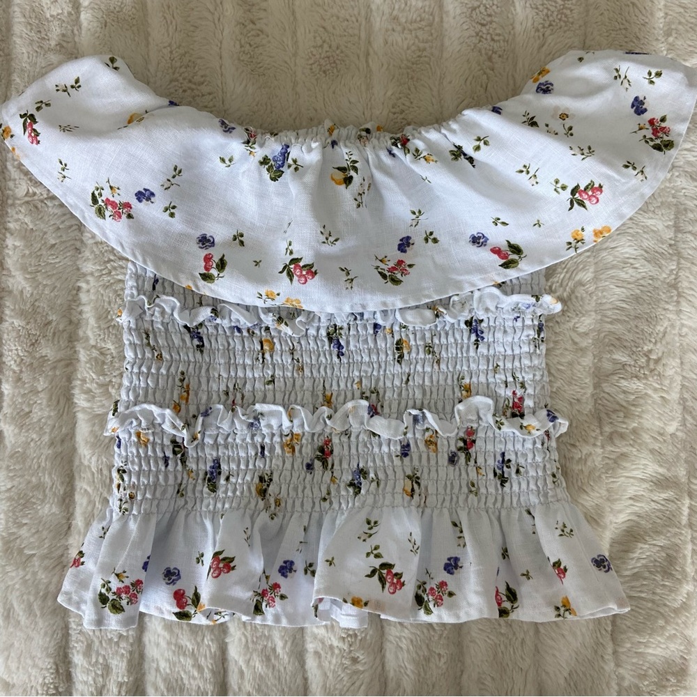 Reformation White Floral Strapless Top - Picture 6 of 11